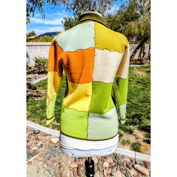VTG Mod 1960s Squares Button-Down Cardigan Sweater Petite Sz10 Med Jacket EUC - Picture 4 of 7